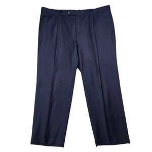 Ermenegildo Zegna Trofeo Wool Trousers Mens 44×28 Navy Blue Pleated Milano